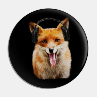 Fox listening to Music, Love Foxes Pin