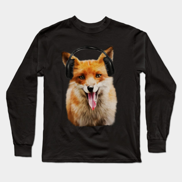 Fox listening to Music, Love Foxes Long Sleeve T-Shirt by logiamerch