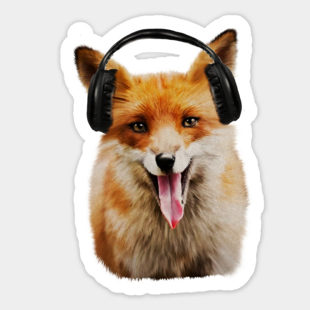 Fox listening to Music, Love Foxes Sticker by logiamerch