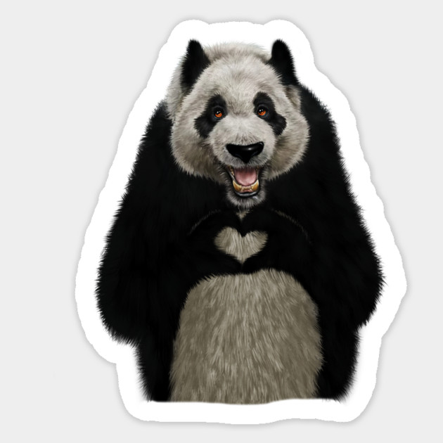 Panda Bea making heart Gesture, Love Pandas Sticker by logiamerch