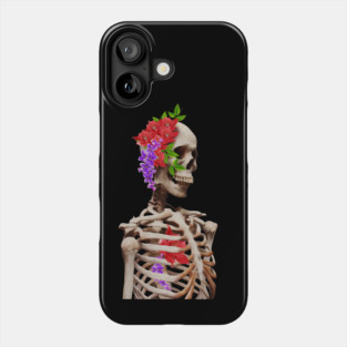 Skeleton with flowers Phone Case