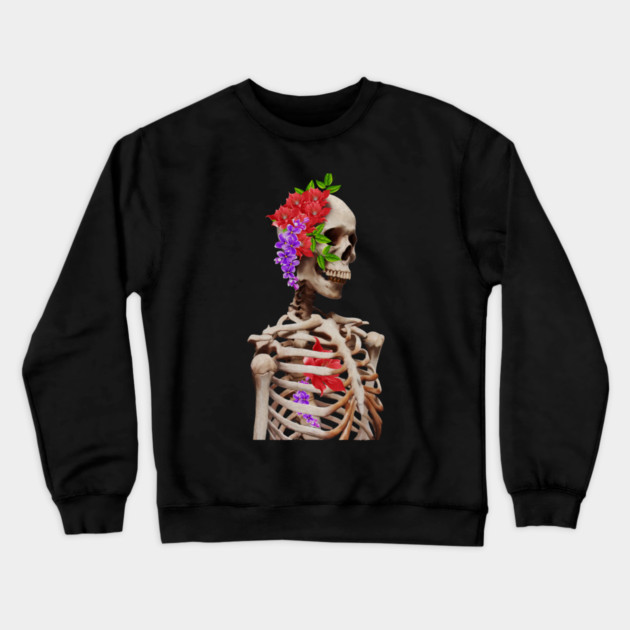 Skeleton with flowers Crewneck Sweatshirt by logiamerch