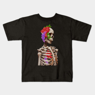 Skeleton with flowers Kids T-Shirt