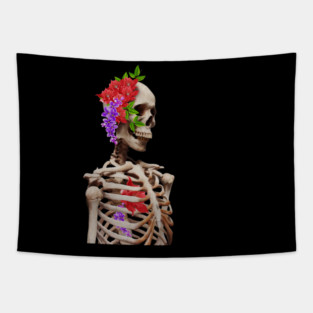 Skeleton with flowers Tapestry
