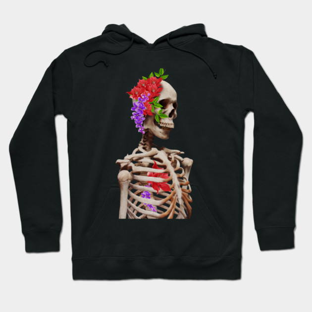 Skeleton with flowers Hoodie by logiamerch