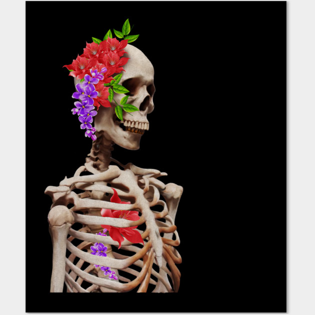 Skeleton with flowers Wall Art by logiamerch