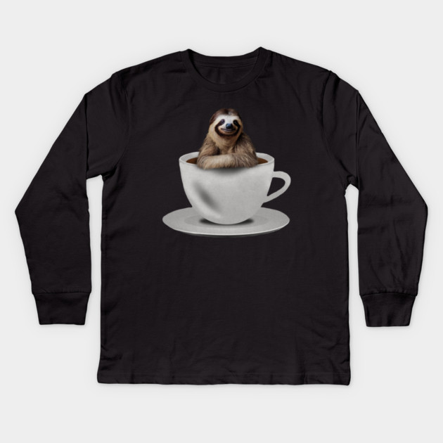 Sloth inside Coffee Mug, Funny Sloth Lover Kids Long Sleeve T-Shirt by logiamerch