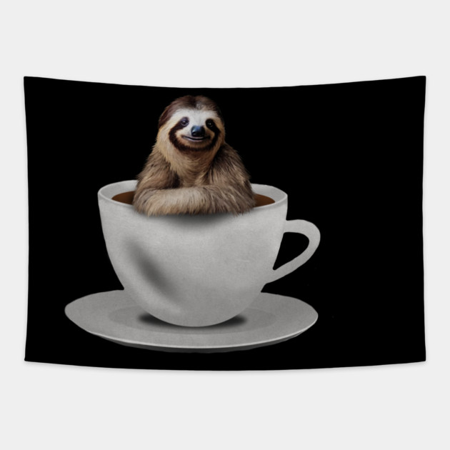 Sloth inside Coffee Mug, Funny Sloth Lover Tapestry by logiamerch