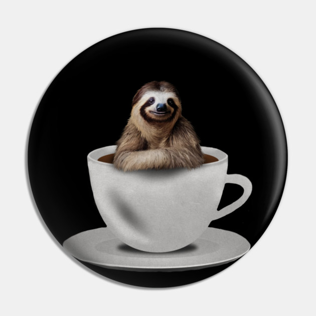 Sloth inside Coffee Mug, Funny Sloth Lover Pin by logiamerch