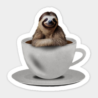 Sloth inside Coffee Mug, Funny Sloth Lover Sticker