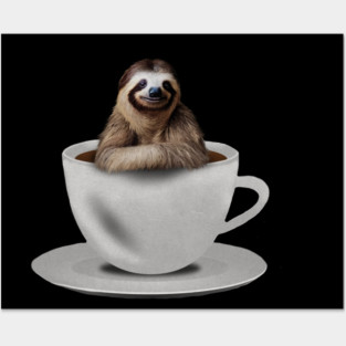 Sloth inside Coffee Mug, Funny Sloth Lover Posters and Art