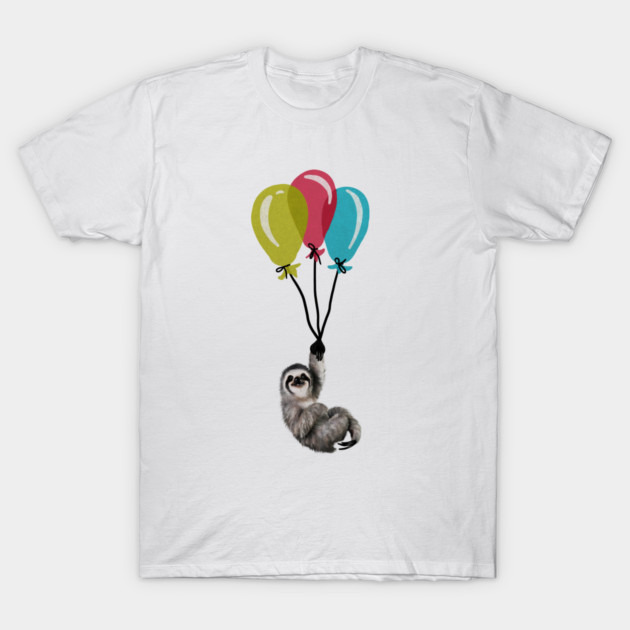 Sloth floating with balloons, Love Sloths T-Shirt by logiamerch