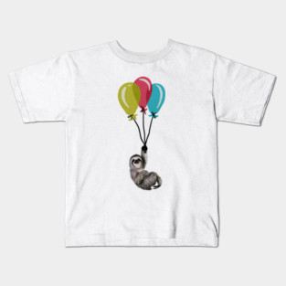 Sloth floating with balloons, Love Sloths Kids T-Shirt