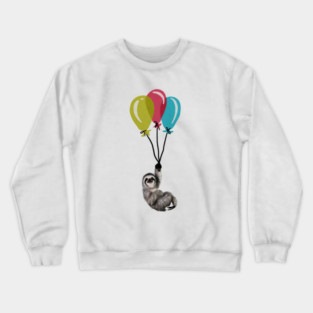 Sloth floating with balloons, Love Sloths Crewneck Sweatshirt