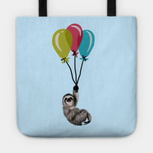 Sloth floating with balloons, Love Sloths Tote