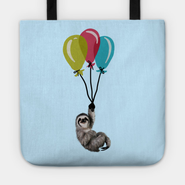 Sloth floating with balloons, Love Sloths Tote by logiamerch