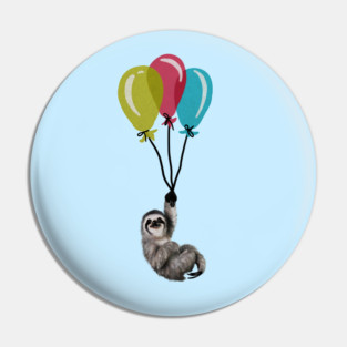 Sloth floating with balloons, Love Sloths Pin