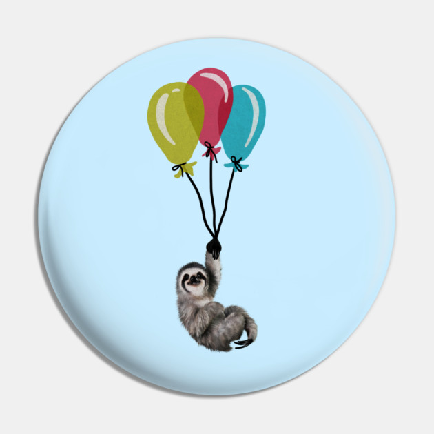 Sloth floating with balloons, Love Sloths Pin by logiamerch