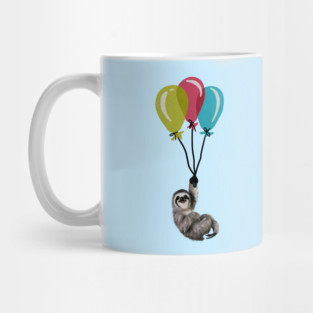 Sloth floating with balloons, Love Sloths Mug
