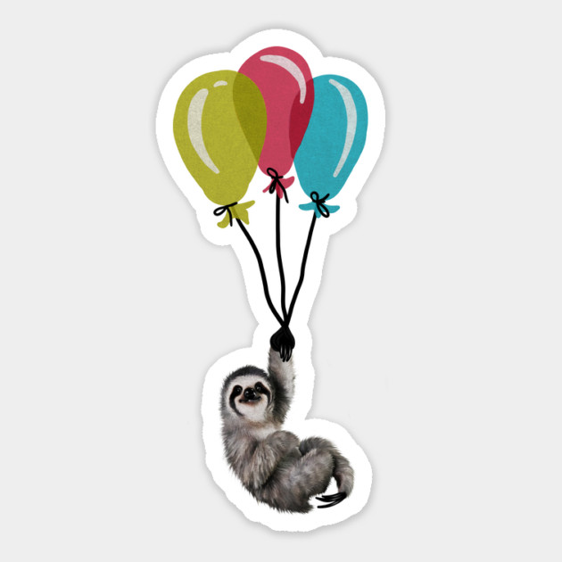 Sloth floating with balloons, Love Sloths Sticker by logiamerch
