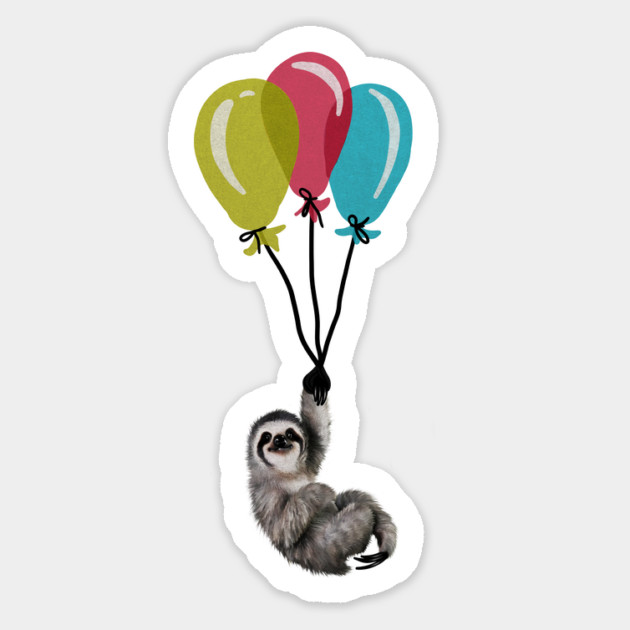Sloth floating with balloons, Love Sloths Magnet by logiamerch