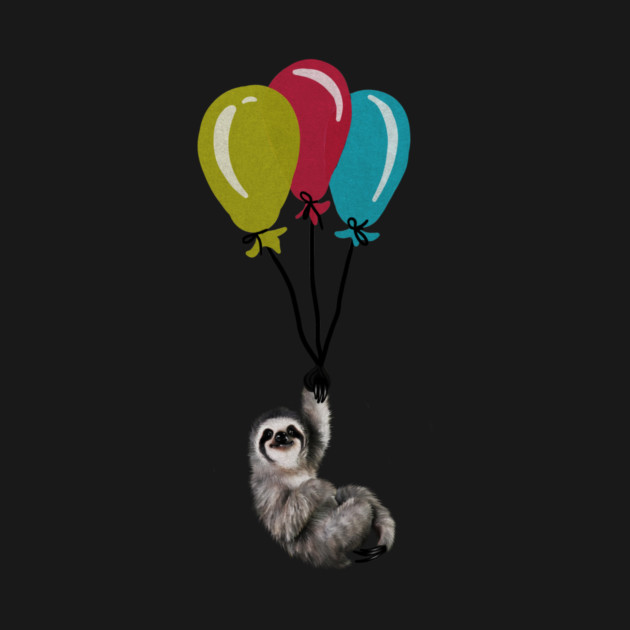 Sloth floating with balloons, Love Sloths by logiamerch