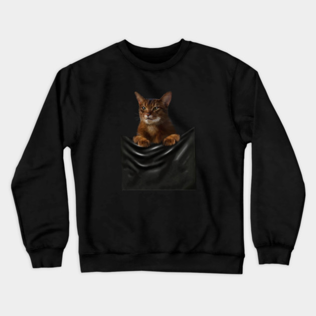 Abyssinian cat, Cat insde pocket, Cat Lover Crewneck Sweatshirt by logiamerch