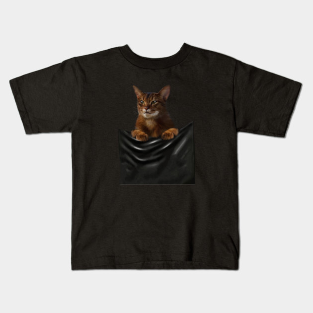 Abyssinian cat, Cat insde pocket, Cat Lover Kids T-Shirt by logiamerch
