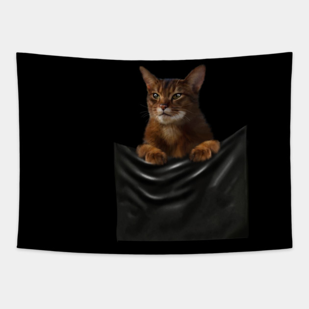 Abyssinian cat, Cat insde pocket, Cat Lover Tapestry by logiamerch