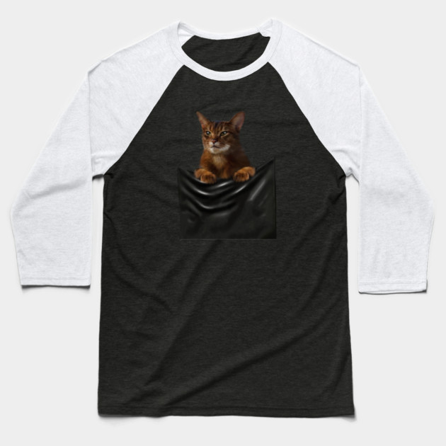 Abyssinian cat, Cat insde pocket, Cat Lover Baseball T-Shirt by logiamerch