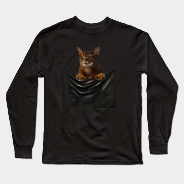 Abyssinian cat, Cat insde pocket, Cat Lover Long Sleeve T-Shirt by logiamerch