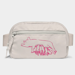 Nursing Pig with Piglets – Minimal Farm Sketch Bag