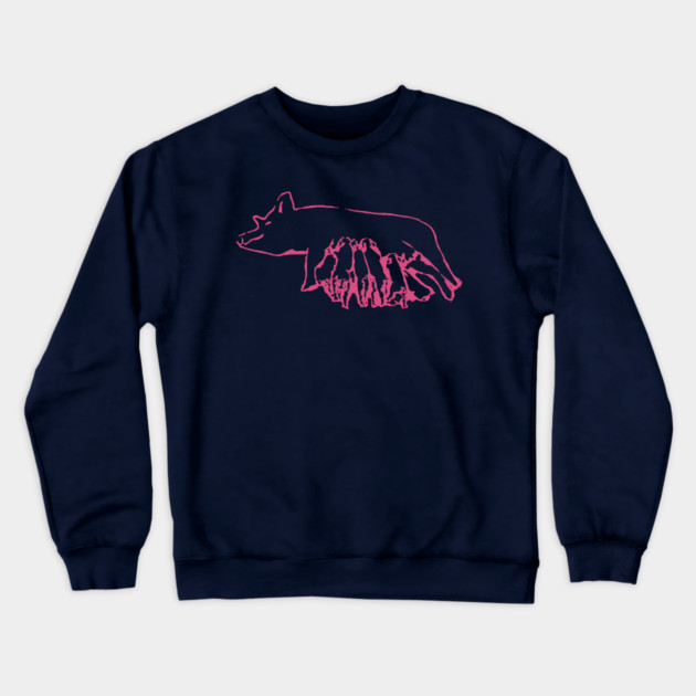Nursing Pig with Piglets – Minimal Farm Sketch Crewneck Sweatshirt by DonWillisJrArt