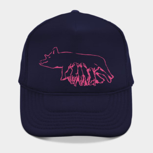Nursing Pig with Piglets – Minimal Farm Sketch Hat