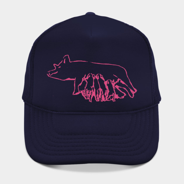 Nursing Pig with Piglets – Minimal Farm Sketch by DonWillisJrArt