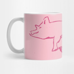 Nursing Pig with Piglets – Minimal Farm Sketch Mug