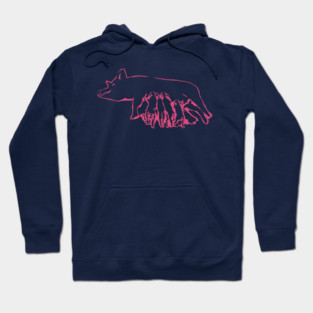 Nursing Pig with Piglets – Minimal Farm Sketch Hoodie