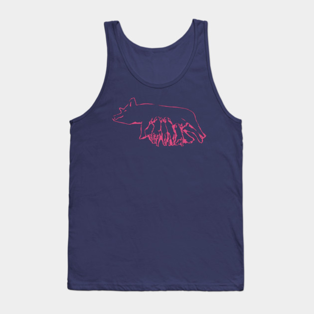 Nursing Pig with Piglets – Minimal Farm Sketch Tank Top by DonWillisJrArt