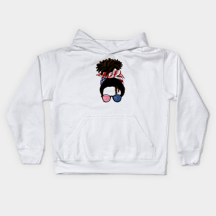 Afro American Woman hair with usa colors, Messy Hair Kids Hoodie