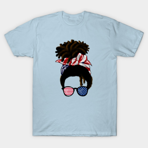 Afro American Woman hair with usa colors, Messy Hair T-Shirt by logiamerch