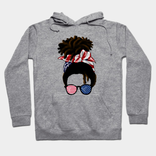 Afro American Woman hair with usa colors, Messy Hair Hoodie by logiamerch