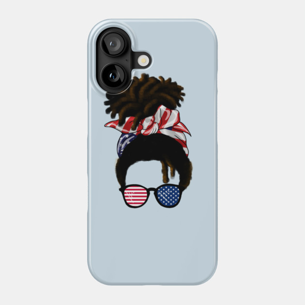 Afro American Woman hair with usa colors, Messy Hair Phone Case by logiamerch