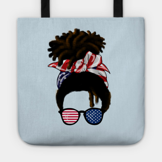 Afro American Woman hair with usa colors, Messy Hair Tote by logiamerch
