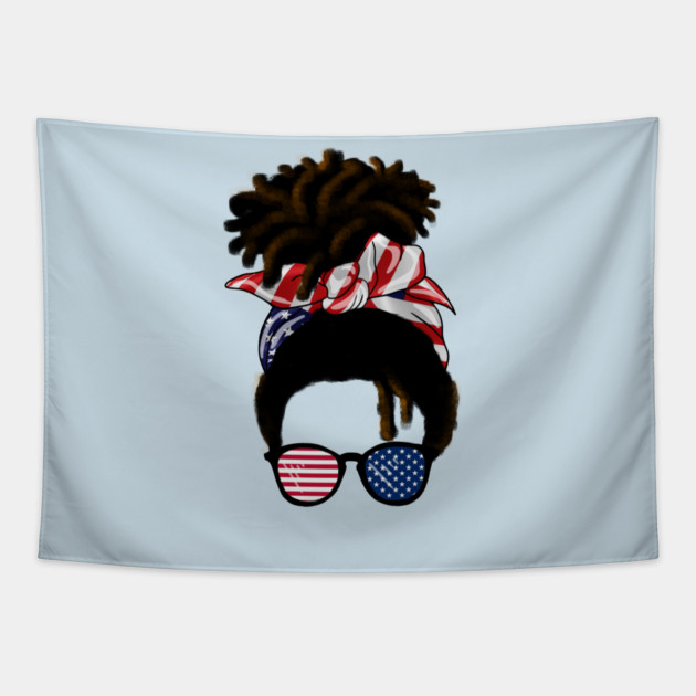 Afro American Woman hair with usa colors, Messy Hair Tapestry by logiamerch