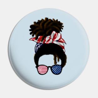 Afro American Woman hair with usa colors, Messy Hair Pin