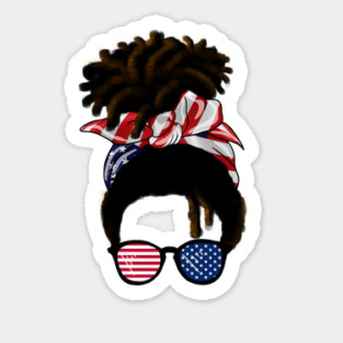 Afro American Woman hair with usa colors, Messy Hair Sticker
