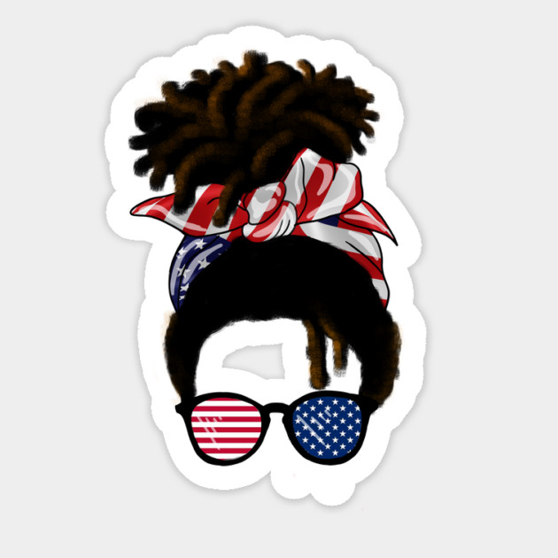Afro American Woman hair with usa colors, Messy Hair Sticker by logiamerch