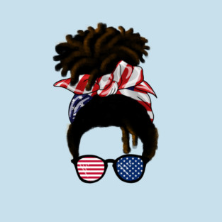 Afro American Woman hair with usa colors, Messy Hair T-Shirt