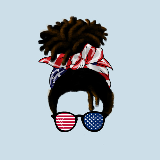 Afro American Woman hair with usa colors, Messy Hair by logiamerch