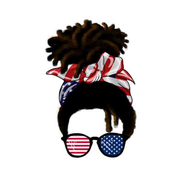 Afro American Woman hair with usa colors, Messy Hair by logiamerch